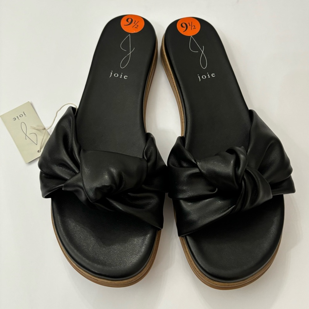 Joie Women’s Black Single Strap Knot Sandals size 9.5 Summer Casual Vacation
